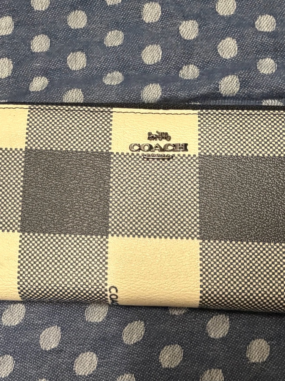 Coach Two-Tone Checkered Wallet with Silver Hardware